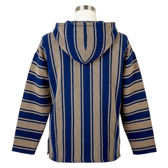 Sunspecs Striped Mexican Baja Hoodie Pullover Sz L - Boho Hippie Surfer Skater - Picture 5 of 12